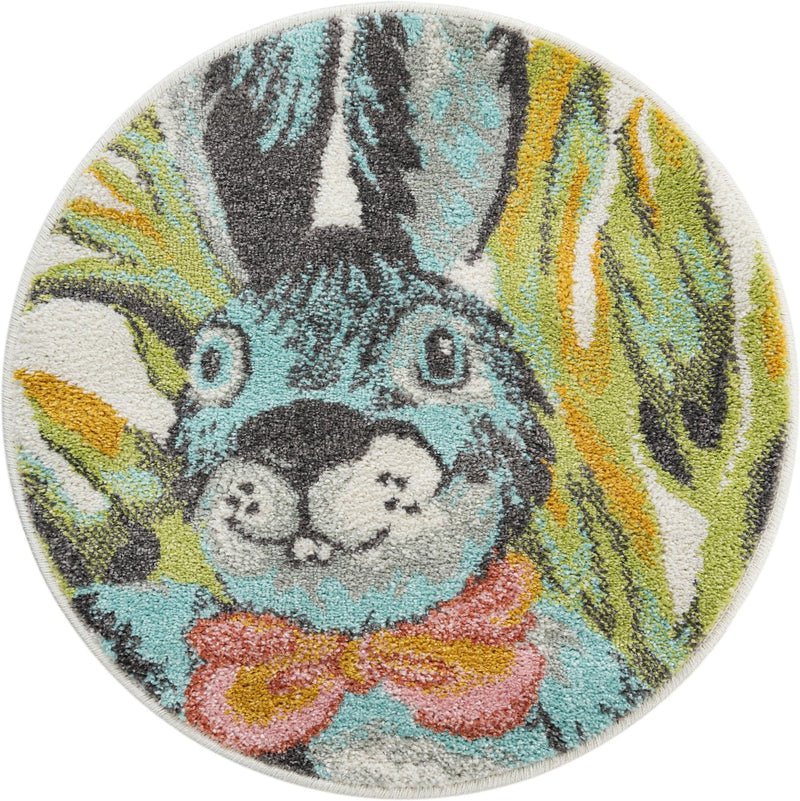Playful Patterns Collection Area Rug -  Ombre Round Ivory Main