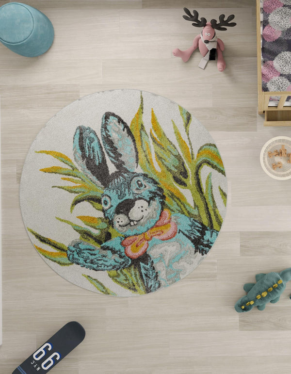 Playful Patterns Collection Area Rug -  Ombre Round Ivory  lifestyle 15