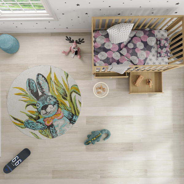 Playful Patterns Collection Area Rug -  Ombre Round Ivory  lifestyle 19