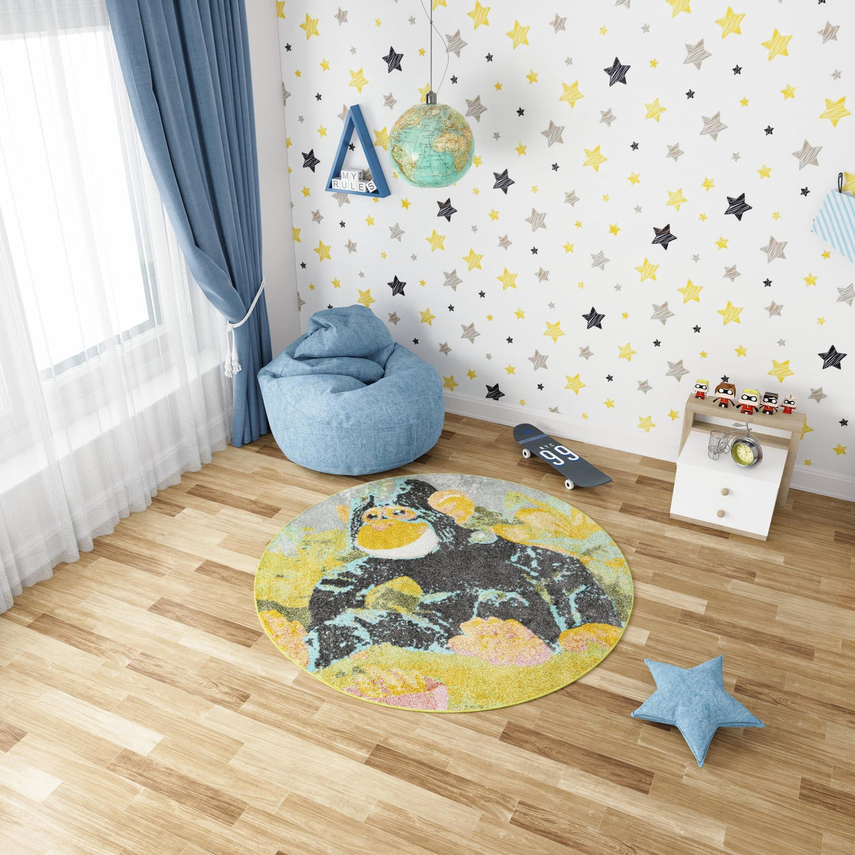 Playful Patterns Collection Area Rug -  Dynamo Round Multi  lifestyle 50
