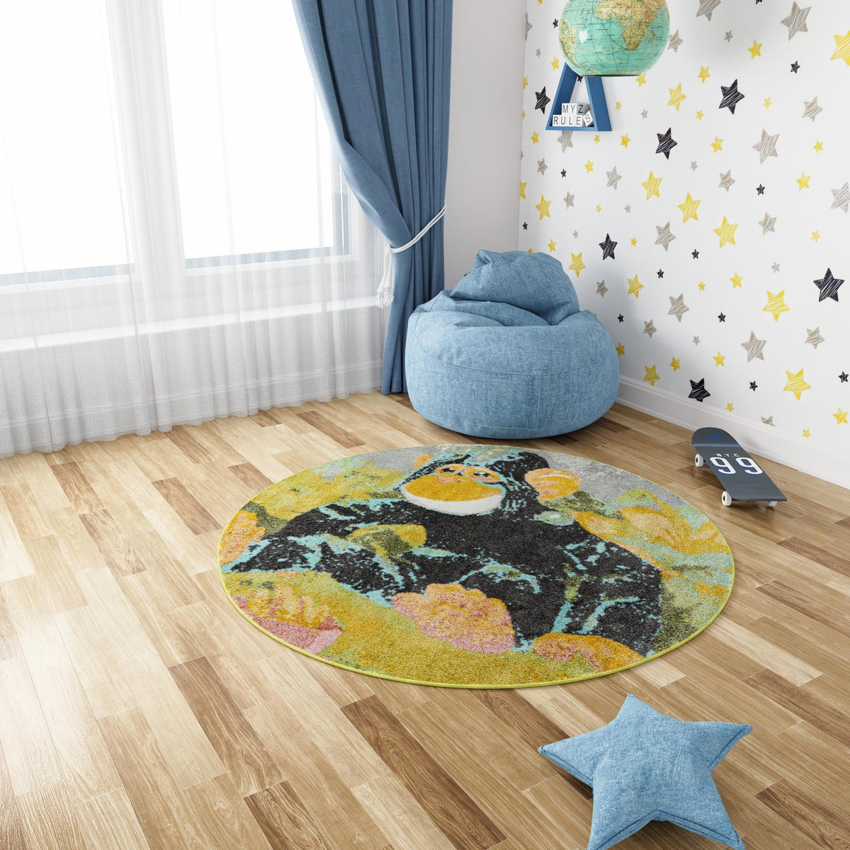 Playful Patterns Collection Area Rug -  Dynamo Round Multi  lifestyle 52