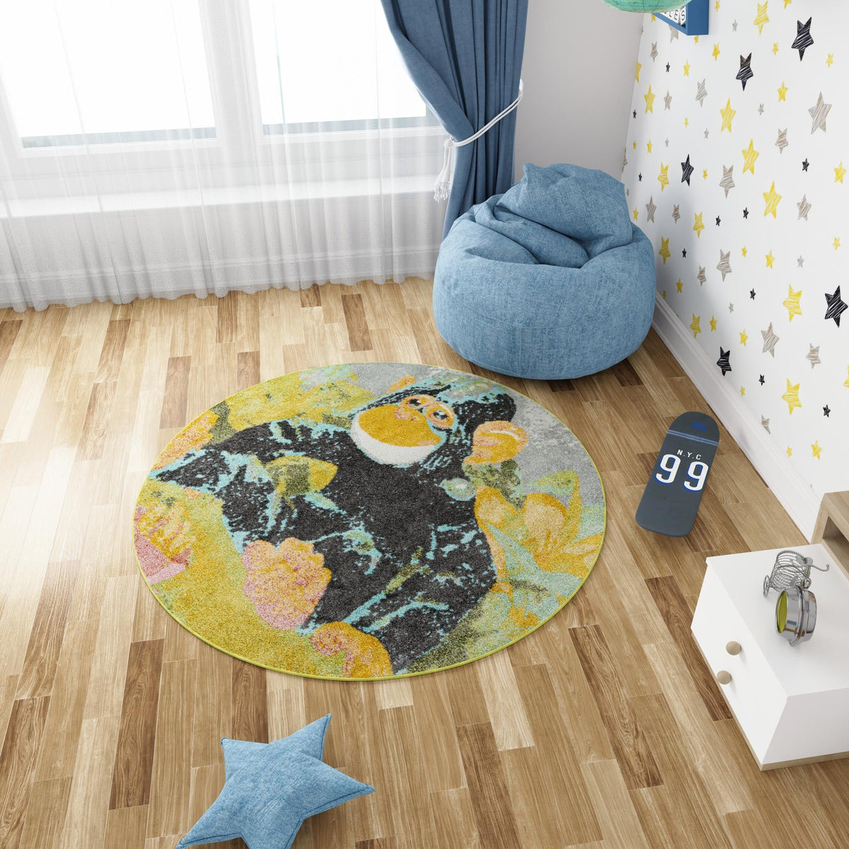 Playful Patterns Collection Area Rug -  Dynamo Round Multi  lifestyle 54