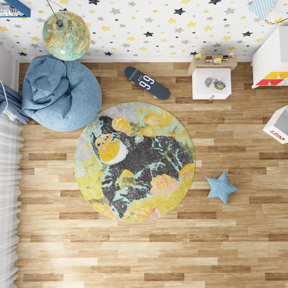 Playful Patterns Collection Area Rug -  Dynamo Round Multi  lifestyle 56