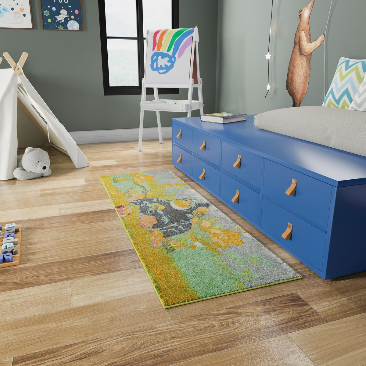 Playful Patterns Collection Area Rug -  Dynamo Runner Multi  lifestyle 53