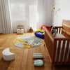 Playful Patterns Collection Area Rug -  Mystic Round Gray  lifestyle 54