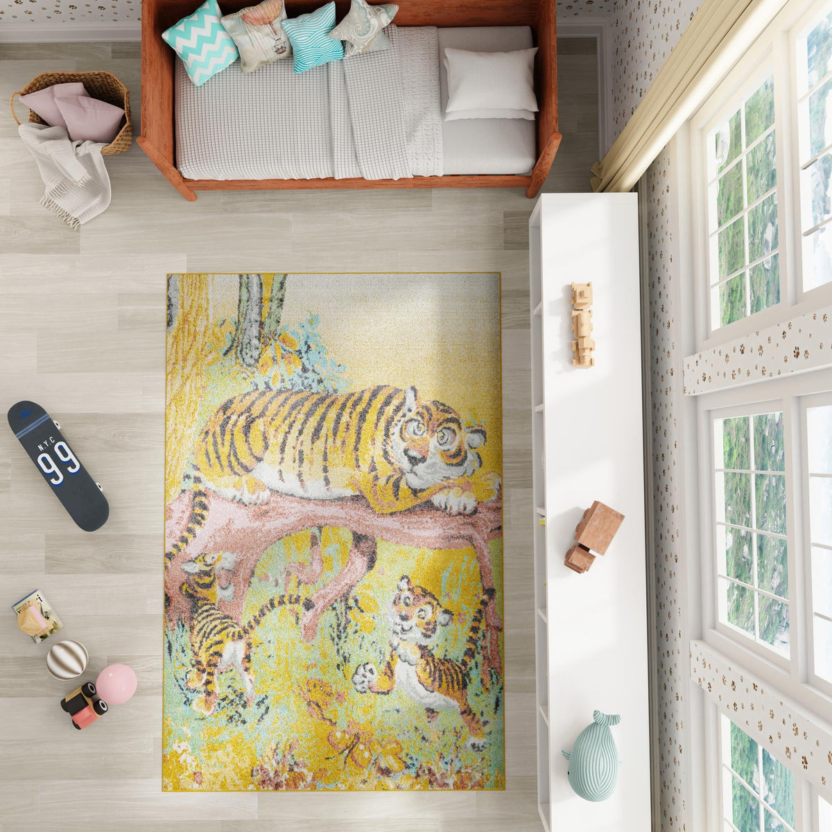 Playful Patterns Collection Area Rug -  Groove Rectangle Multi  lifestyle 19