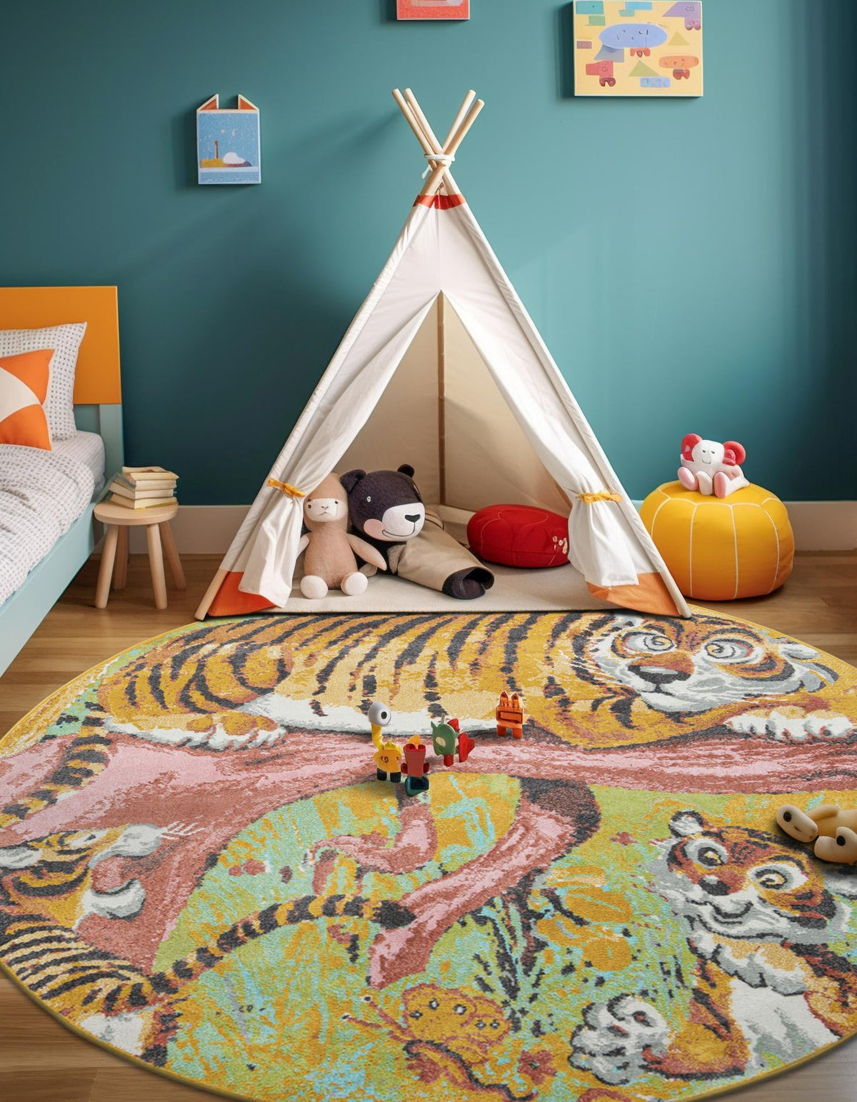Playful Patterns Collection Area Rug -  Groove Round Multi  lifestyle 32