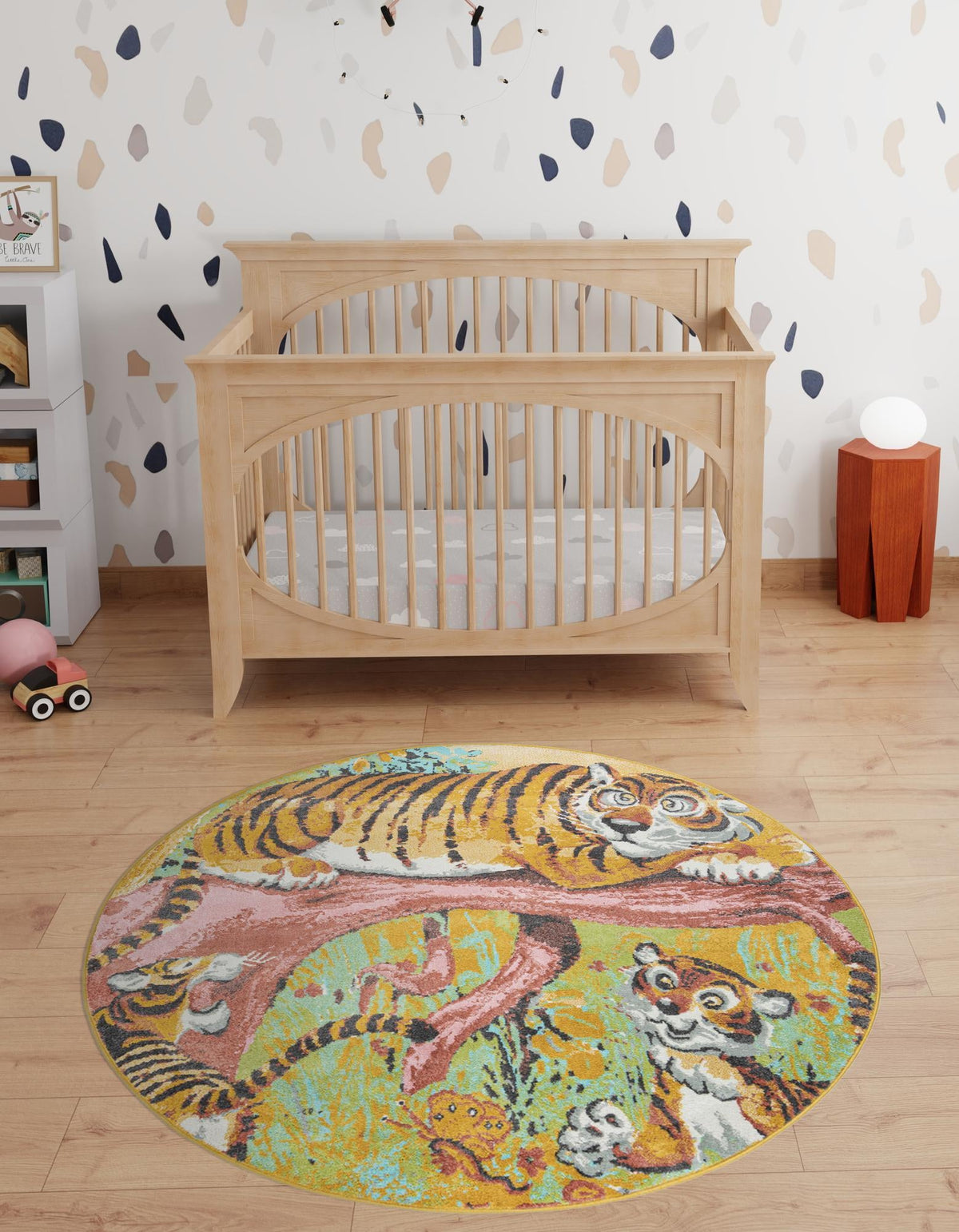 Playful Patterns Collection Area Rug -  Groove Round Multi  lifestyle 33