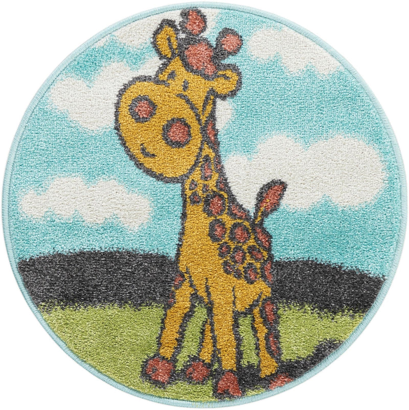 Playful Patterns Collection Area Rug -  Frolic Round Blue  lifestyle 20