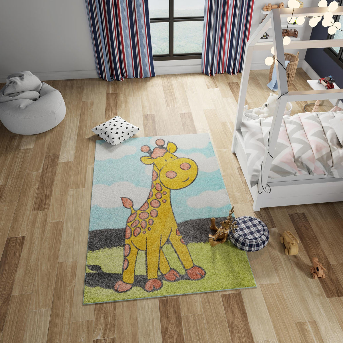 Playful Patterns Collection Area Rug -  Frolic Rectangle Blue  lifestyle 16