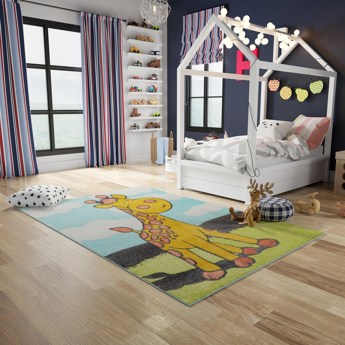 Playful Patterns Collection Area Rug -  Frolic Rectangle Blue  lifestyle 17