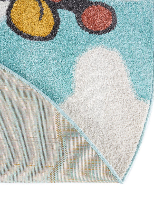 Playful Patterns Collection Area Rug -  Frolic Round Blue  lifestyle 37