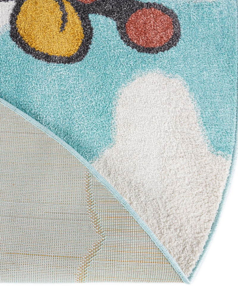 Playful Patterns Collection Area Rug -  Frolic Round Blue  lifestyle 37
