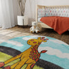 Playful Patterns Collection Area Rug -  Frolic Round Blue  lifestyle 54