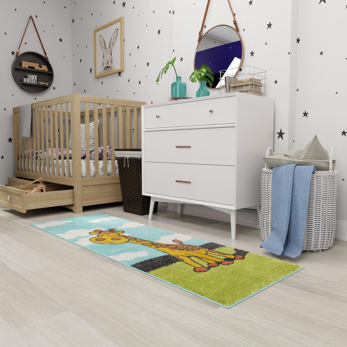 Playful Patterns Collection Area Rug -  Frolic Runner Blue  lifestyle 53