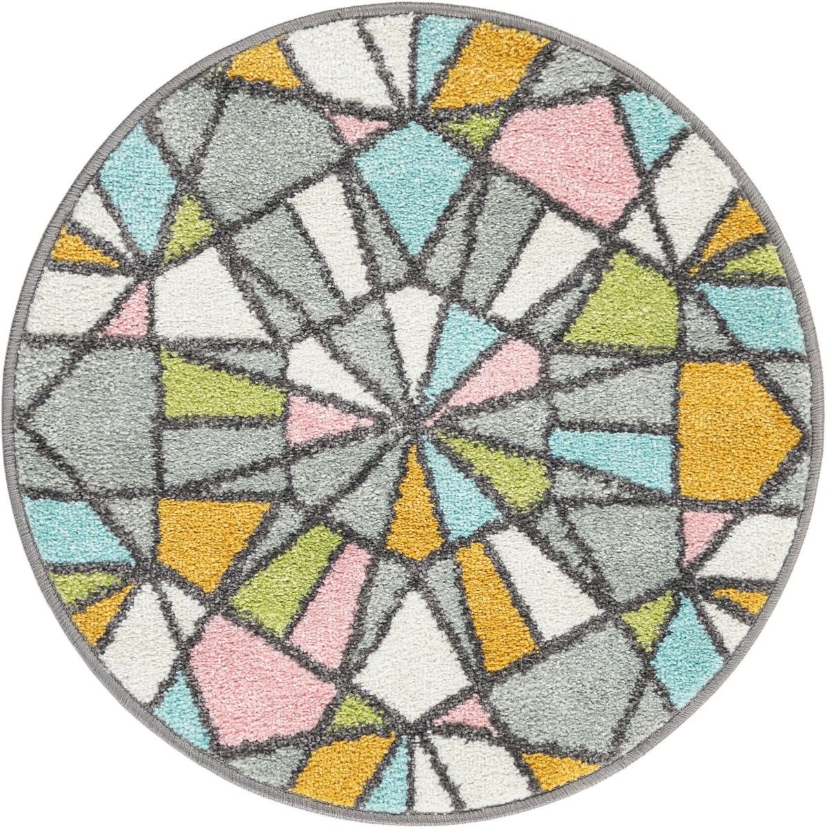 Playful Patterns Collection Area Rug -  Chromatic Round Multi  lifestyle 20
