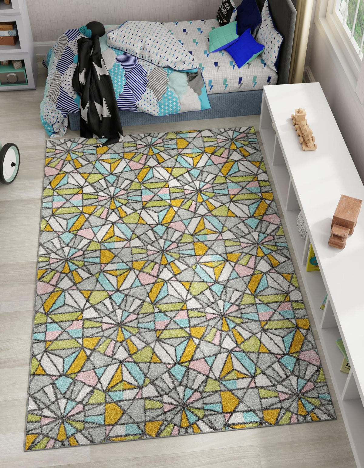 Playful Patterns Collection Area Rug -  Chromatic Rectangle Multi  lifestyle 2