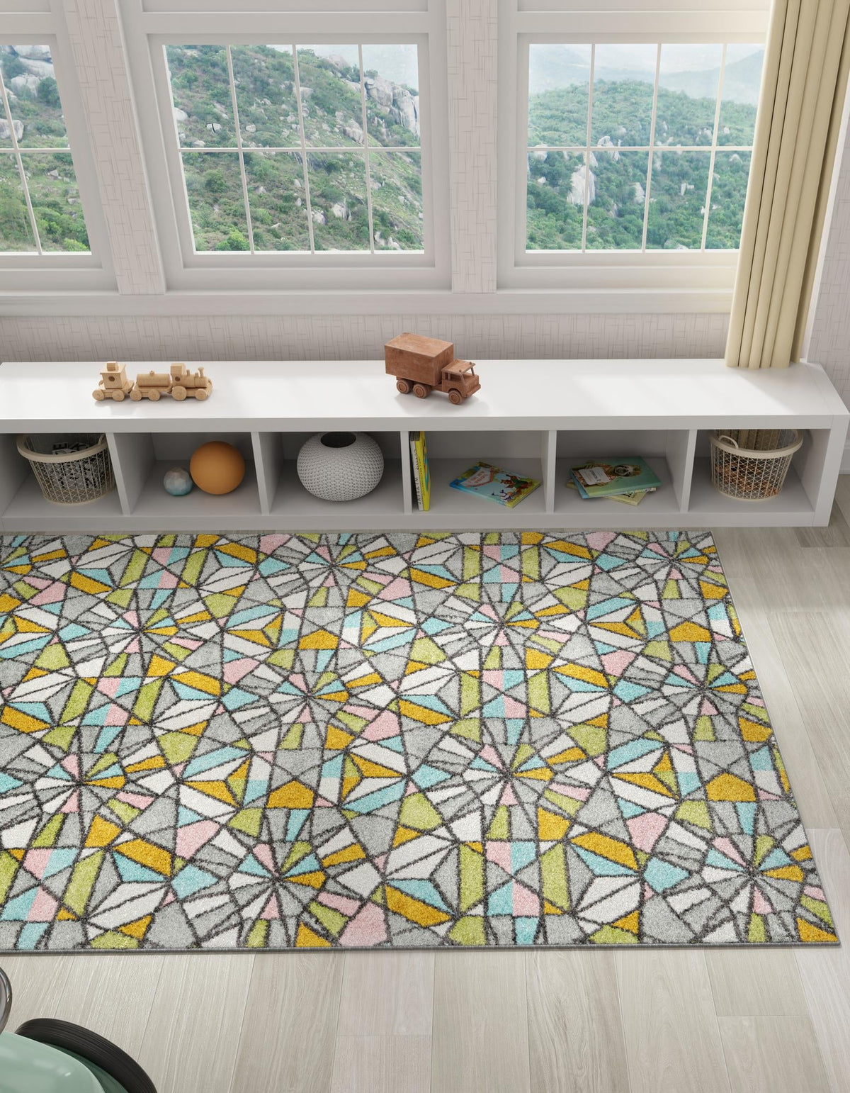 Playful Patterns Collection Area Rug -  Chromatic Rectangle Multi  lifestyle 4