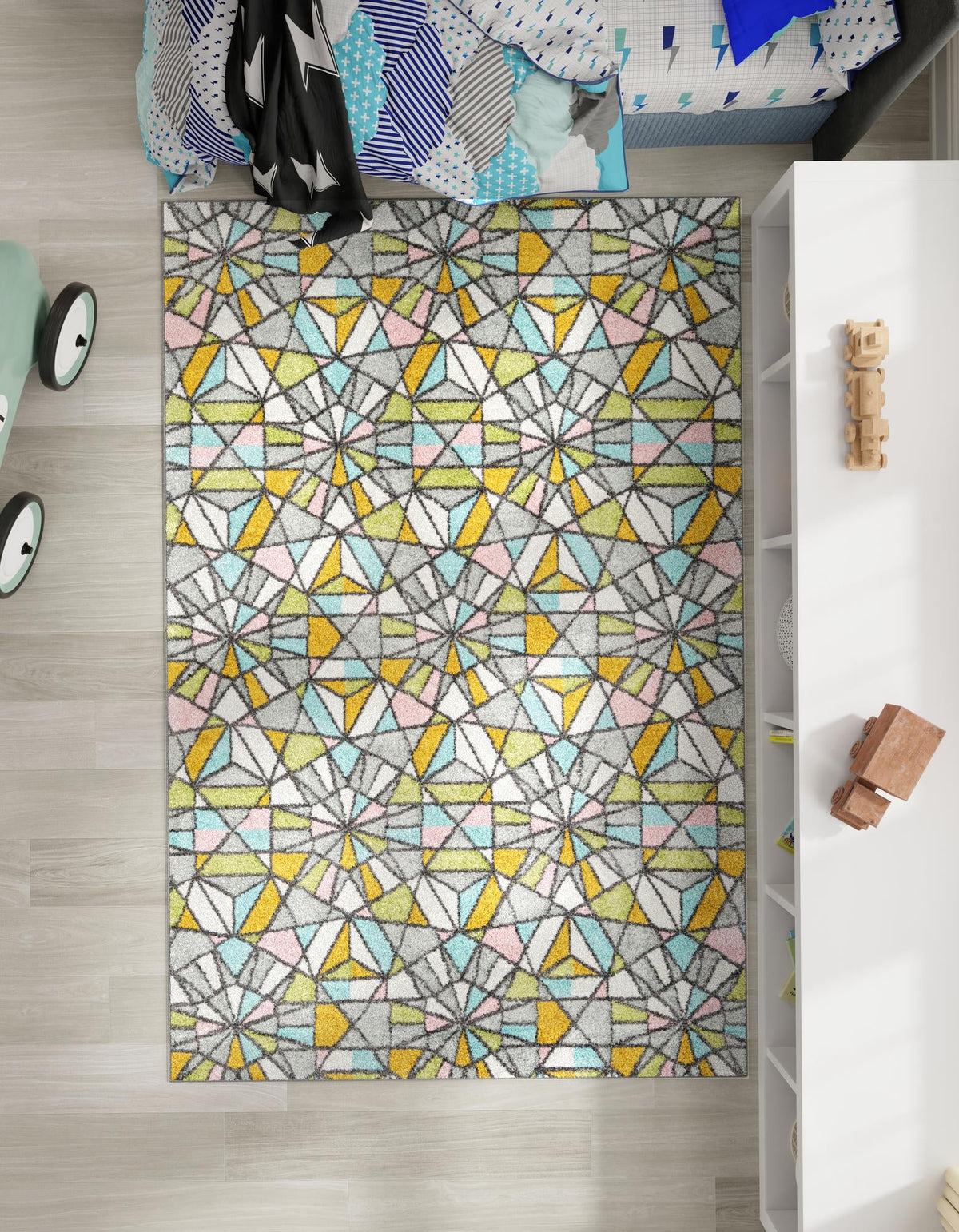 Playful Patterns Collection Area Rug -  Chromatic Rectangle Multi  lifestyle 15