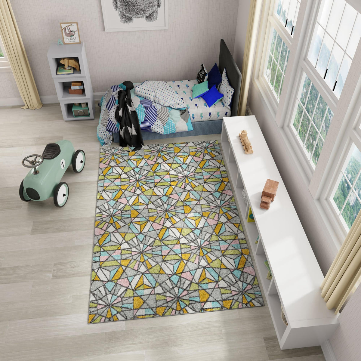 Playful Patterns Collection Area Rug -  Chromatic Rectangle Multi  lifestyle 16