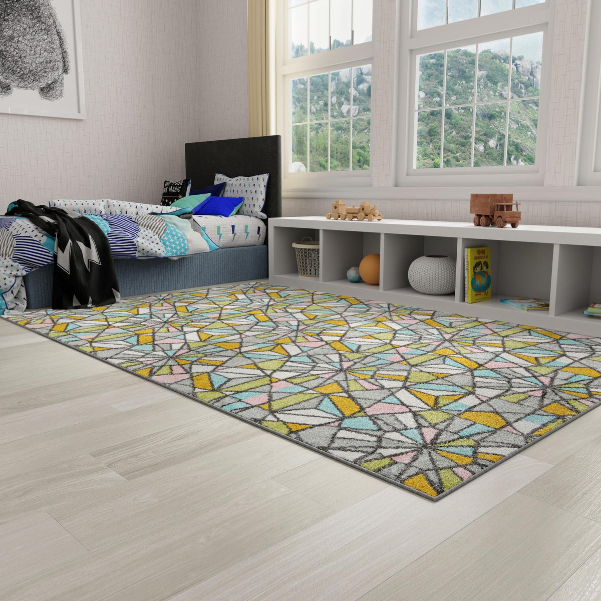 Playful Patterns Collection Area Rug -  Chromatic Rectangle Multi  lifestyle 17