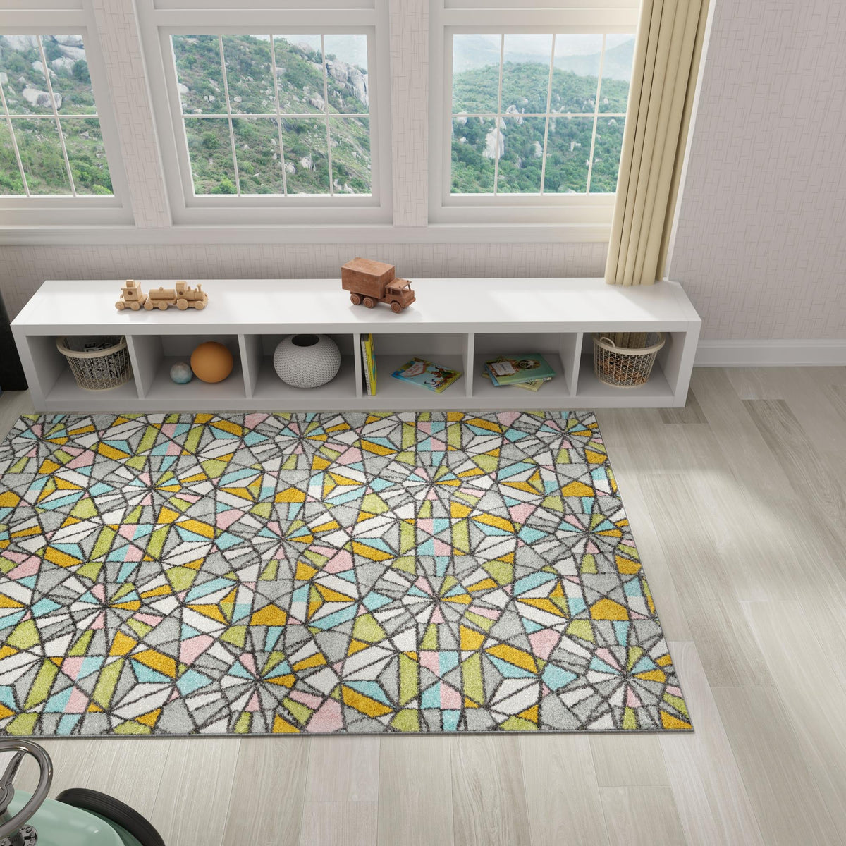 Playful Patterns Collection Area Rug -  Chromatic Rectangle Multi  lifestyle 18