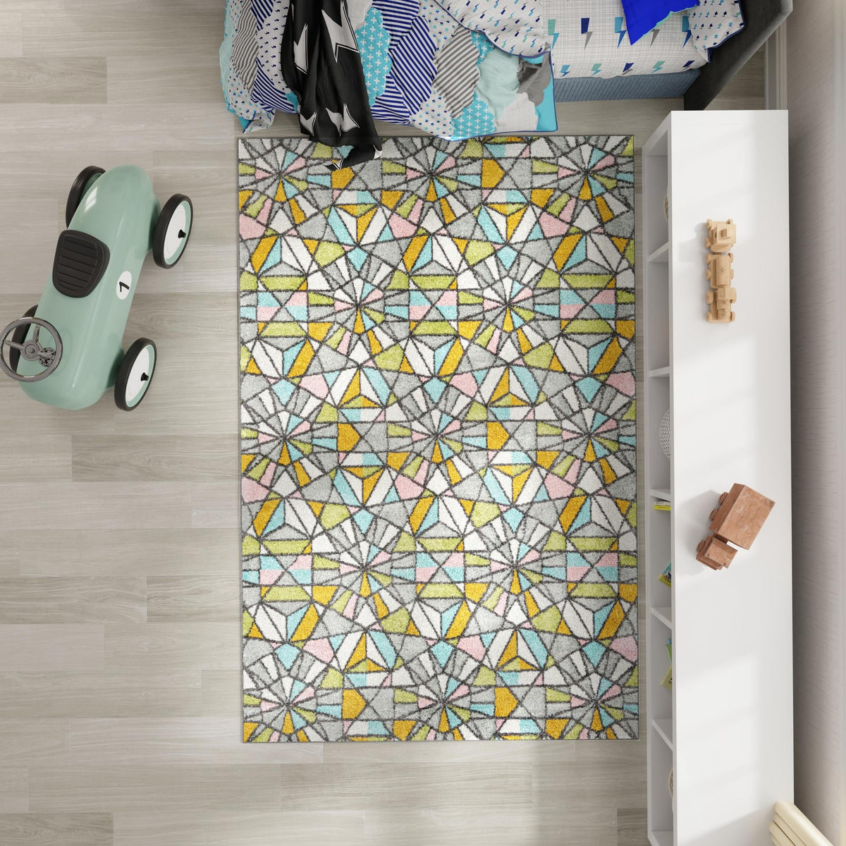 Playful Patterns Collection Area Rug -  Chromatic Rectangle Multi  lifestyle 19
