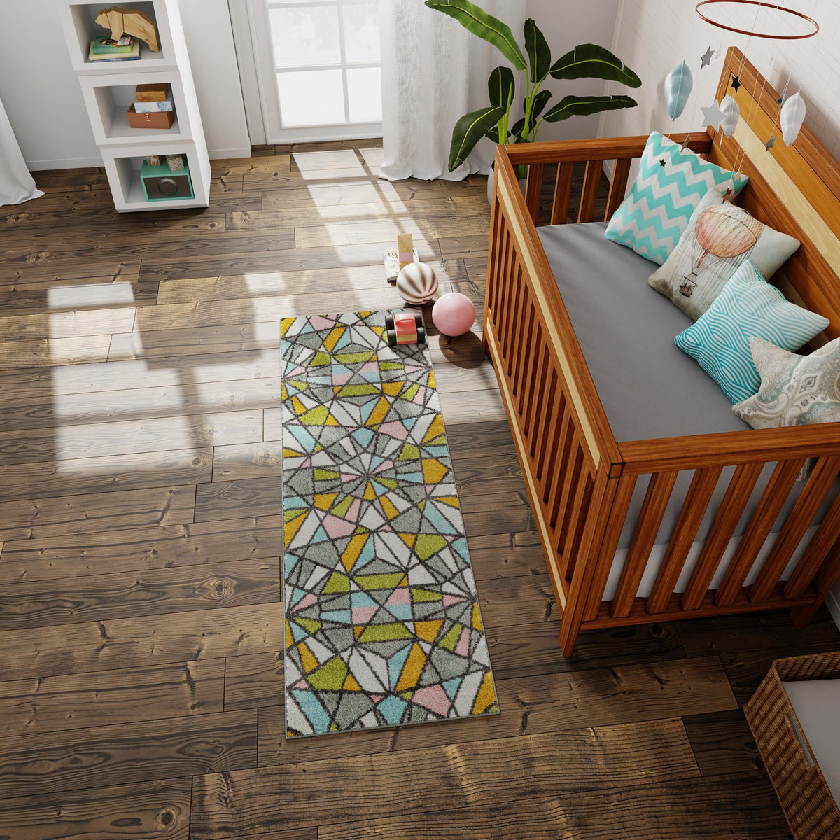 Playful Patterns Collection Area Rug -  Chromatic Runner Multi  lifestyle 51