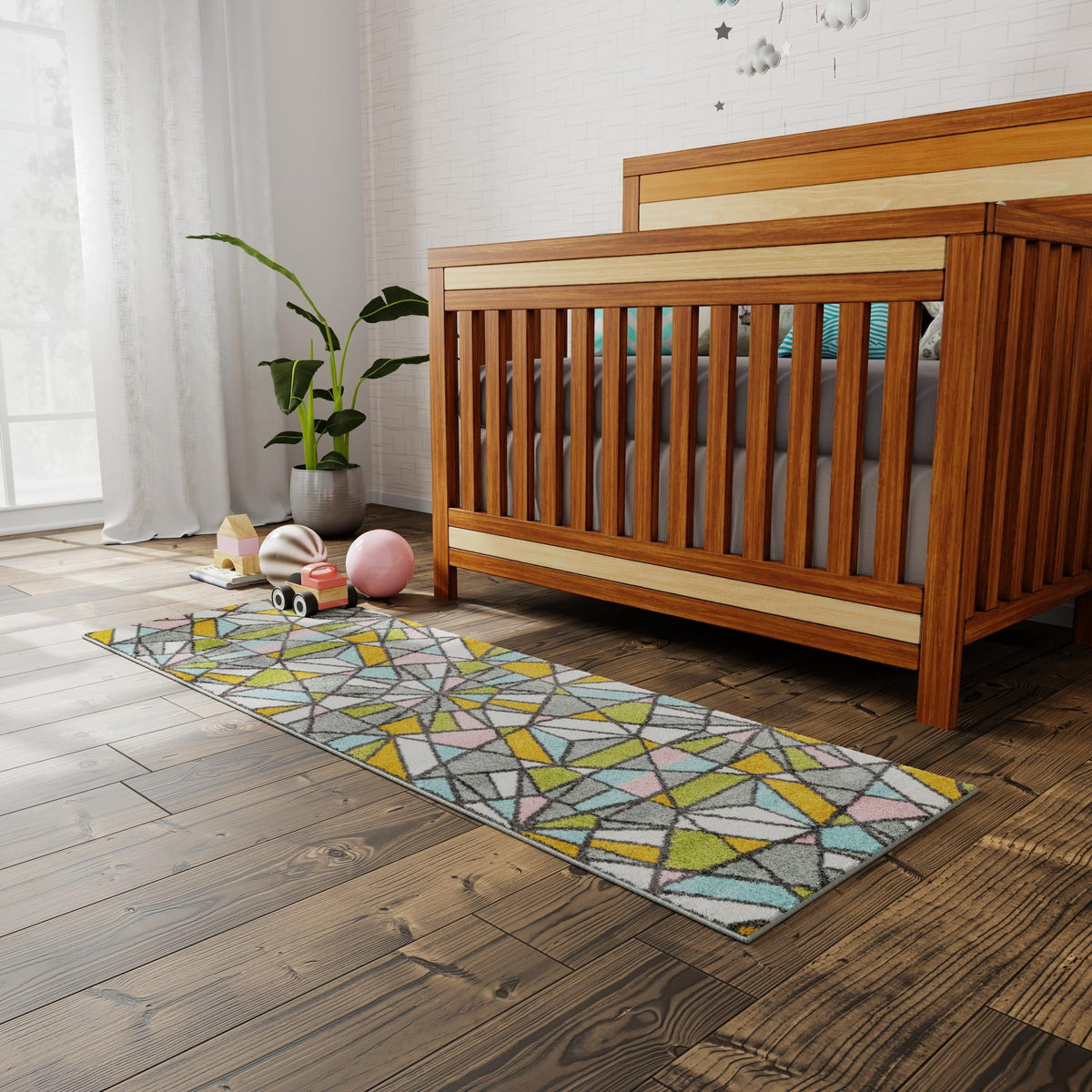 Playful Patterns Collection Area Rug -  Chromatic Runner Multi  lifestyle 53
