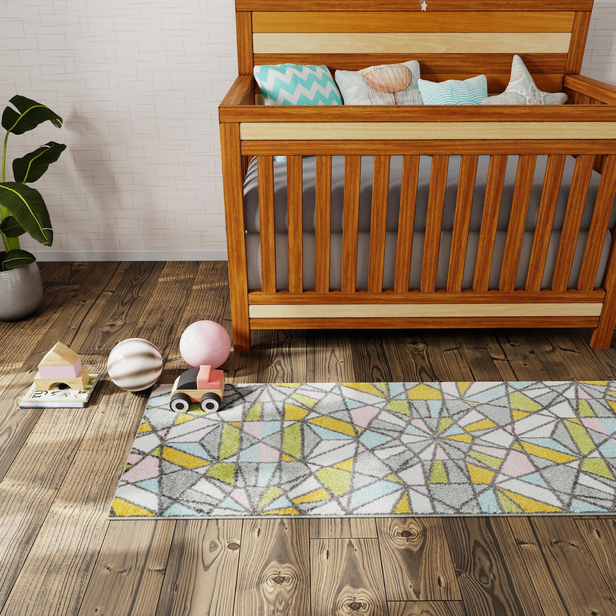 Playful Patterns Collection Area Rug -  Chromatic Runner Multi  lifestyle 55