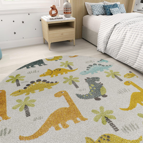 Playful Patterns Collection Area Rug -  Pastiche Round Ivory  lifestyle 54