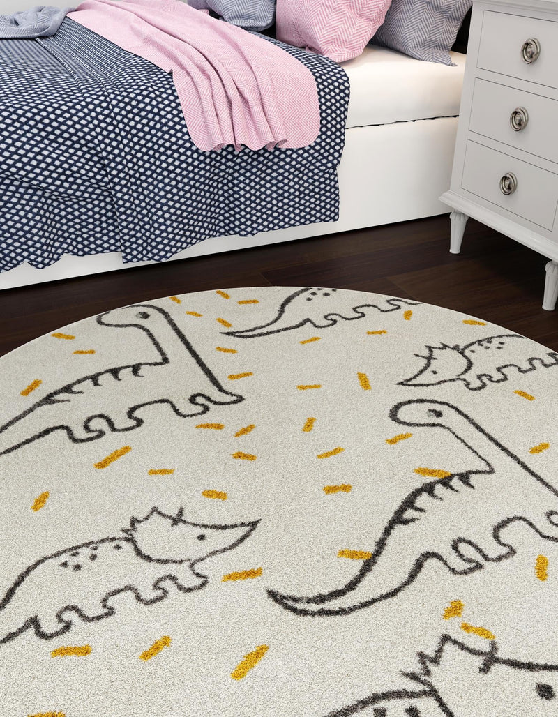 Playful Patterns Collection Area Rug -  Jamboree Round Ivory  lifestyle 26