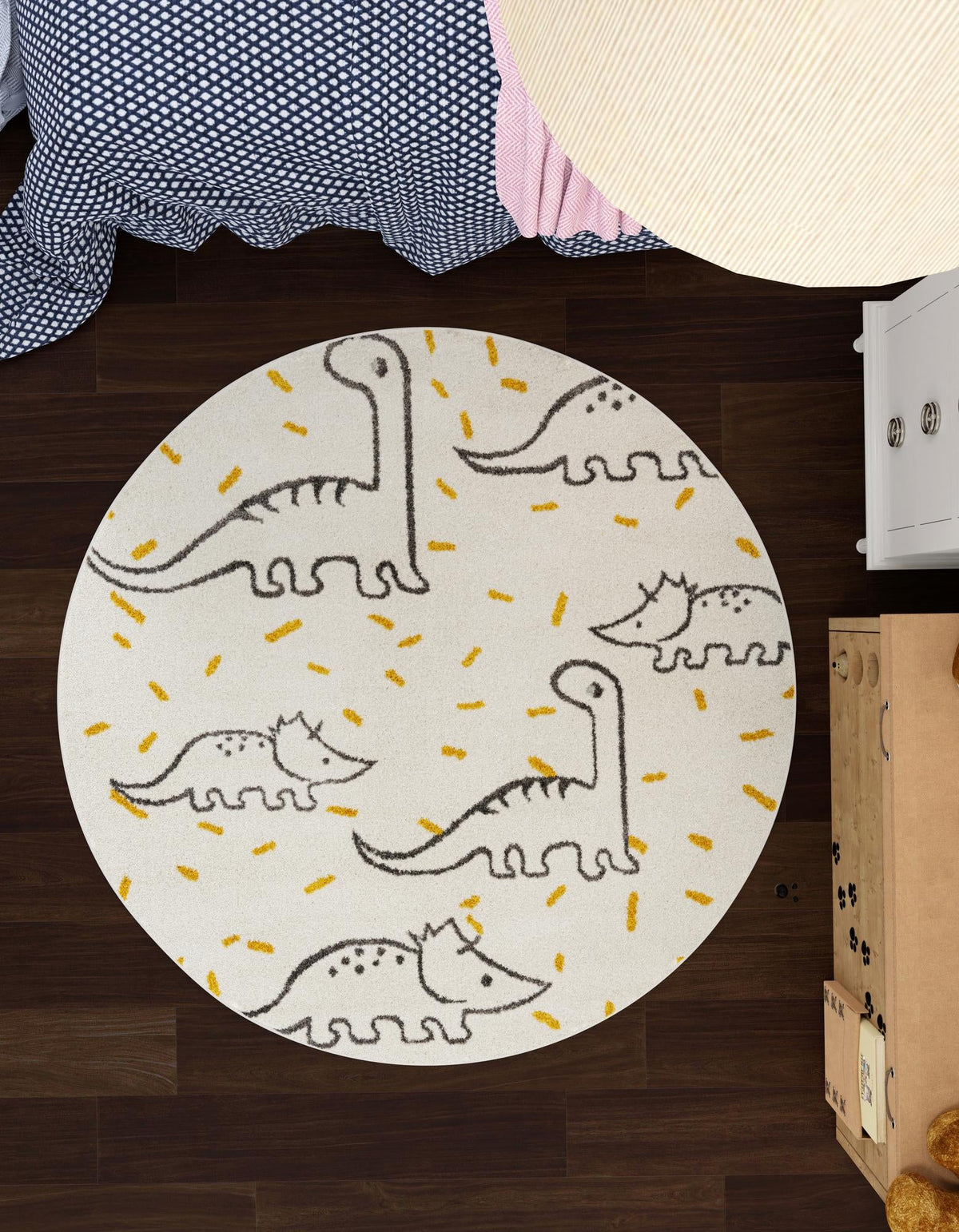 Playful Patterns Collection Area Rug -  Jamboree Round Ivory  lifestyle 28