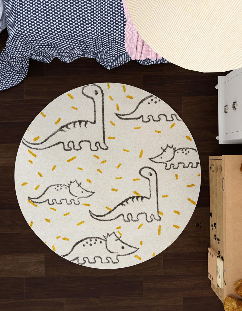 Playful Patterns Collection Area Rug -  Jamboree Round Ivory  lifestyle 28