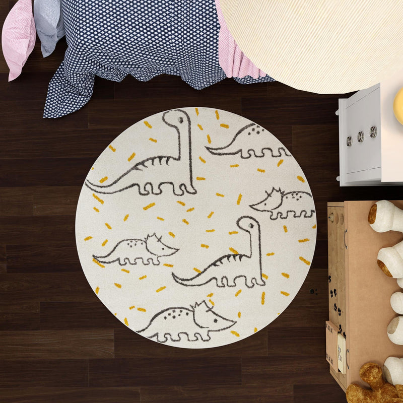 Playful Patterns Collection Area Rug -  Jamboree Round Ivory  lifestyle 53