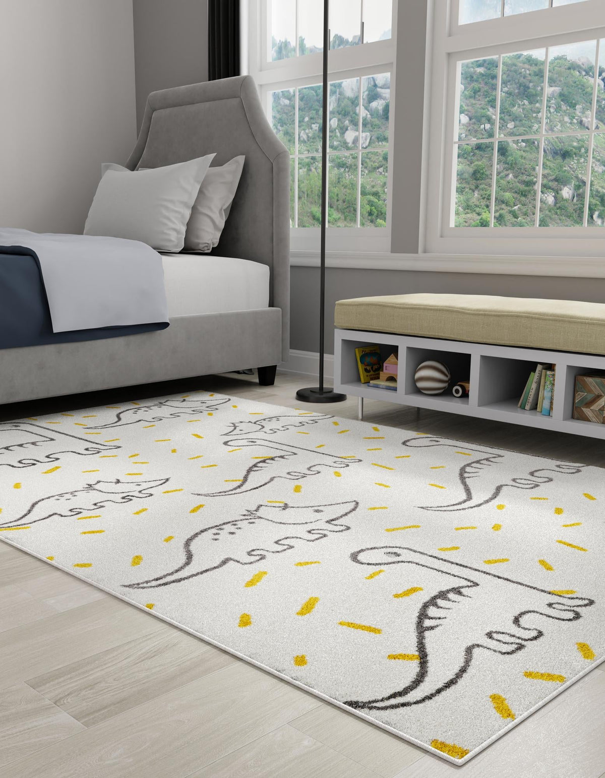 Playful Patterns Collection Area Rug -  Jamboree Rectangle Ivory  lifestyle 3