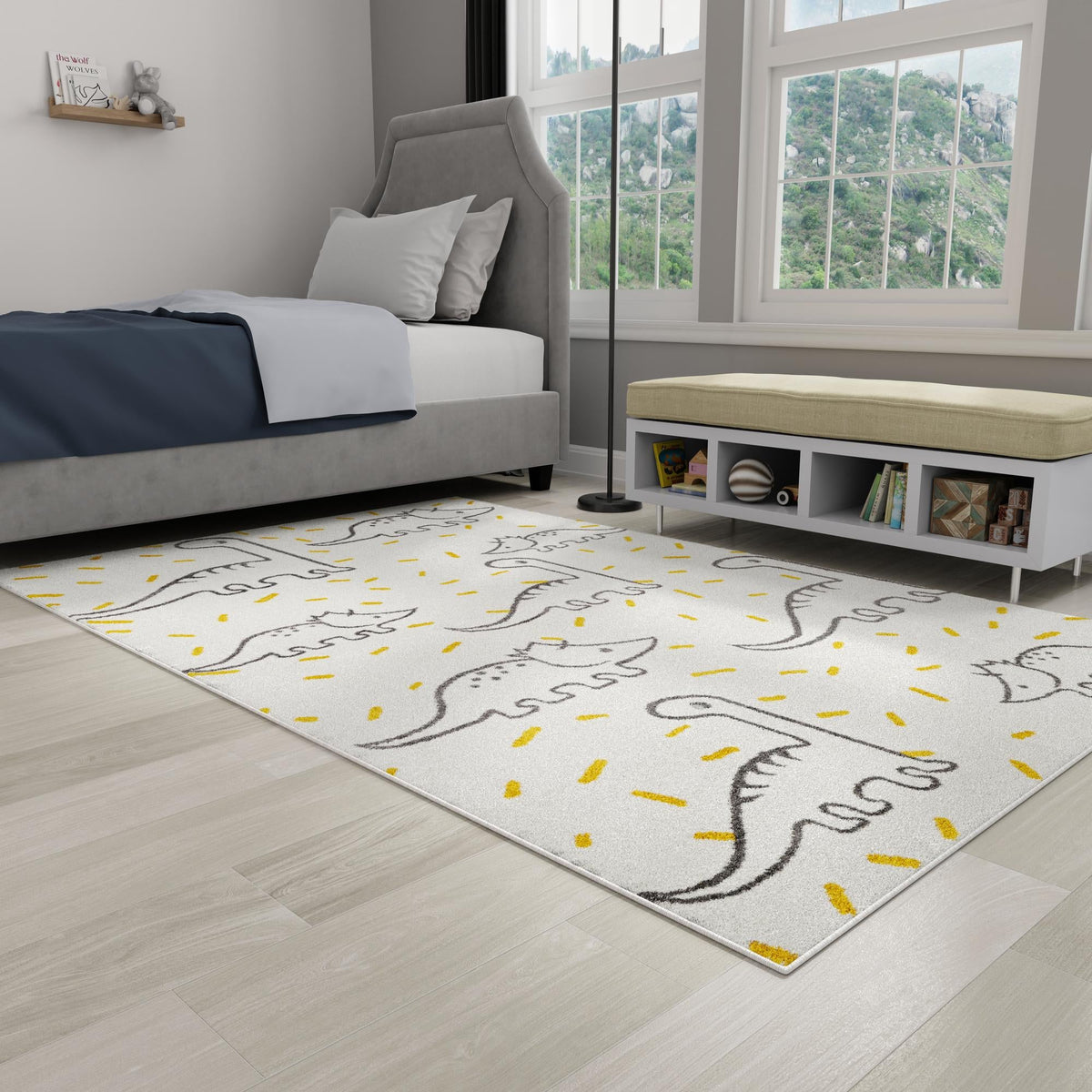 Playful Patterns Collection Area Rug -  Jamboree Rectangle Ivory  lifestyle 17