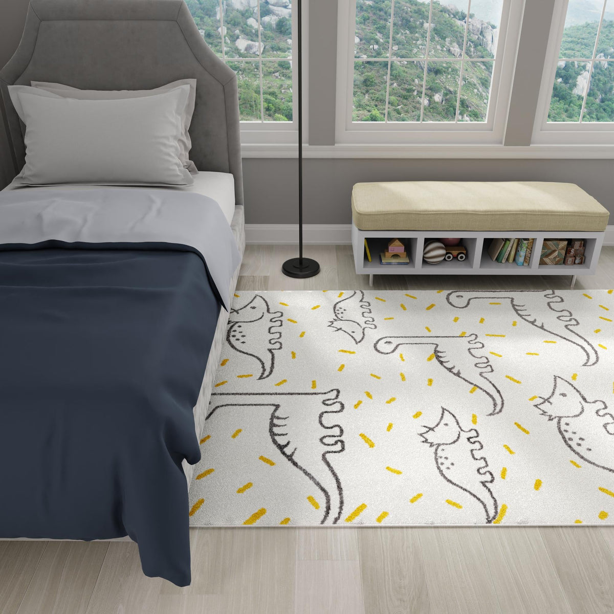 Playful Patterns Collection Area Rug -  Jamboree Rectangle Ivory  lifestyle 18