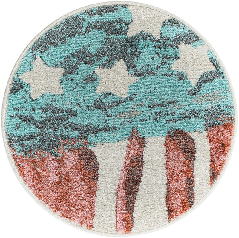 Playful Patterns Collection Area Rug -  Zany Round Red and Blue  lifestyle 20