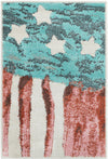 Playful Patterns Collection Area Rug -  Zany Rectangle Red and Blue Main