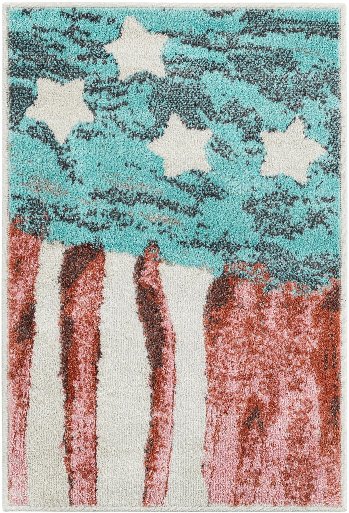Playful Patterns Collection Area Rug -  Zany Rectangle Red and Blue Main