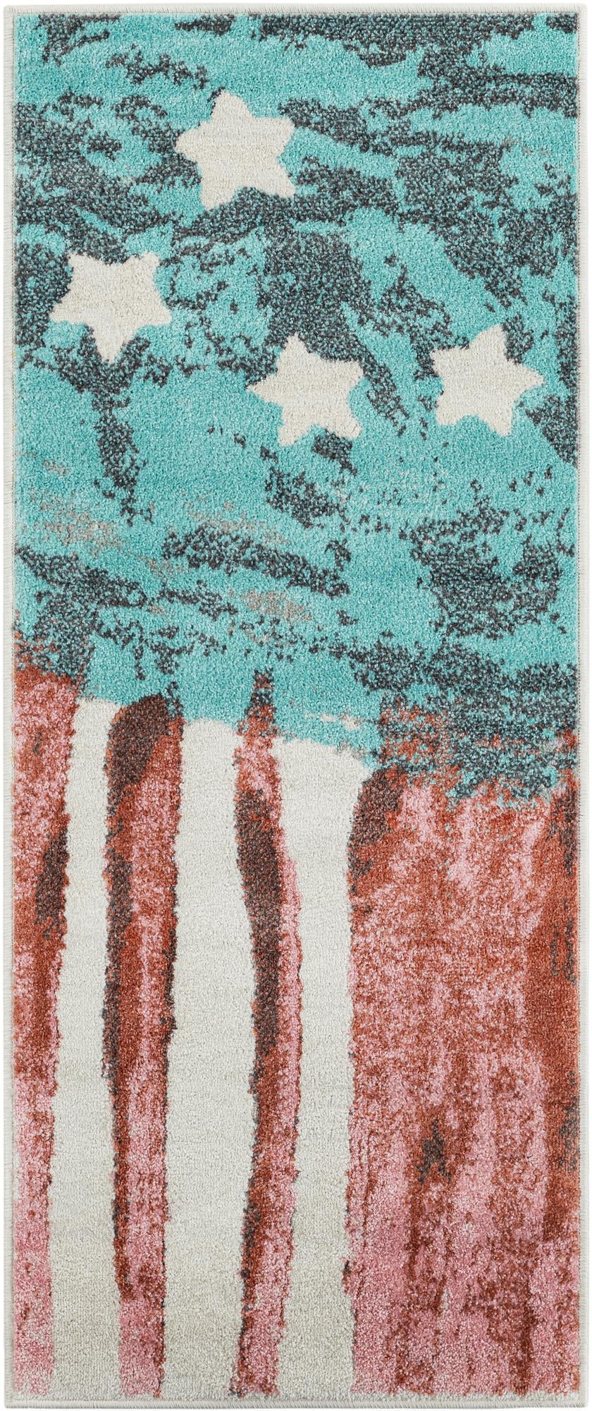 Playful Patterns Collection Area Rug -  Zany Runner Red and Blue  lifestyle 21