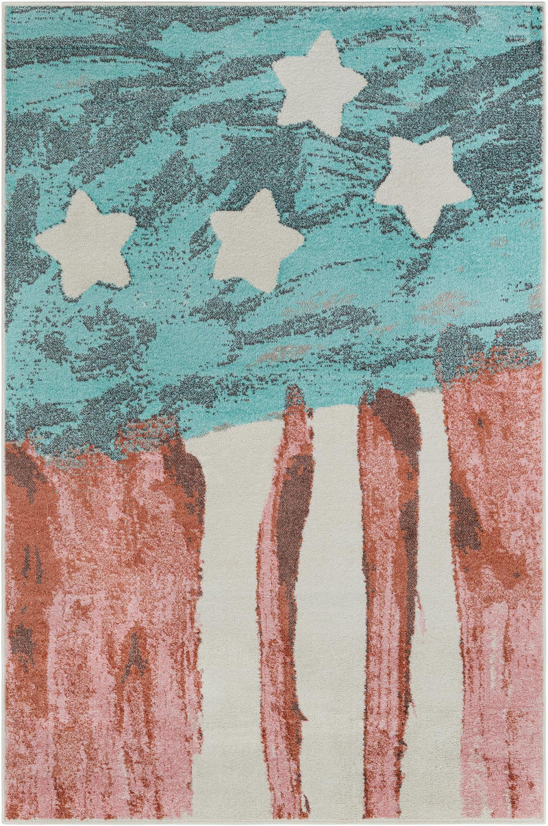 Wonder Tykes Collection Area Rug -  Zany Rectangle Red and Blue  lifestyle 2