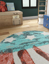 Playful Patterns Collection Area Rug -  Zany Round Red and Blue  lifestyle 26