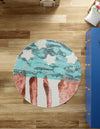 Playful Patterns Collection Area Rug -  Zany Round Red and Blue  lifestyle 28