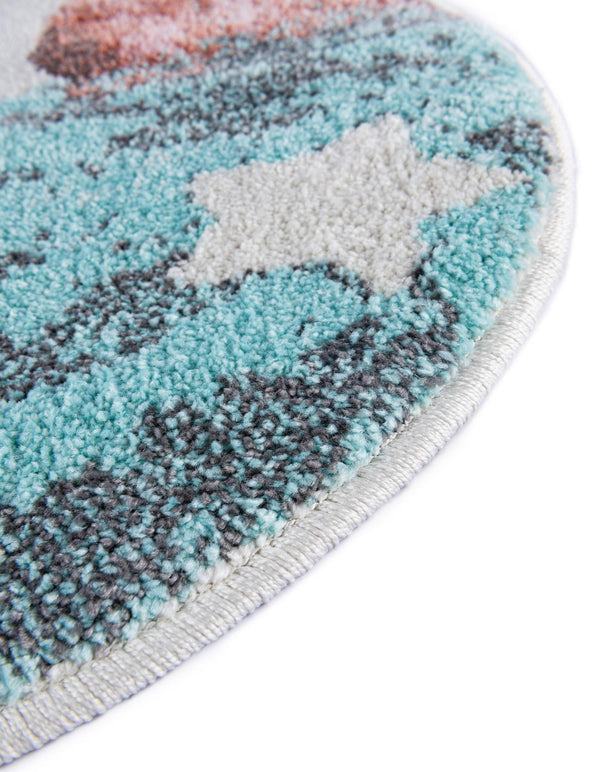 Playful Patterns Collection Area Rug -  Zany Round Red and Blue  lifestyle 33