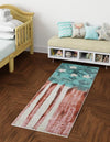 Playful Patterns Collection Area Rug -  Zany Runner Red and Blue  lifestyle 23