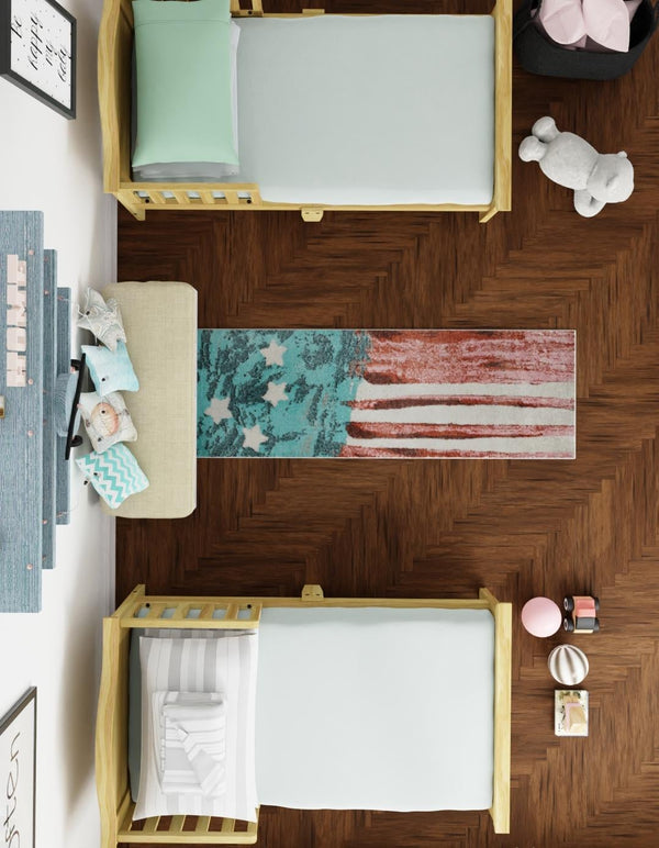Playful Patterns Collection Area Rug -  Zany Runner Red and Blue  lifestyle 49