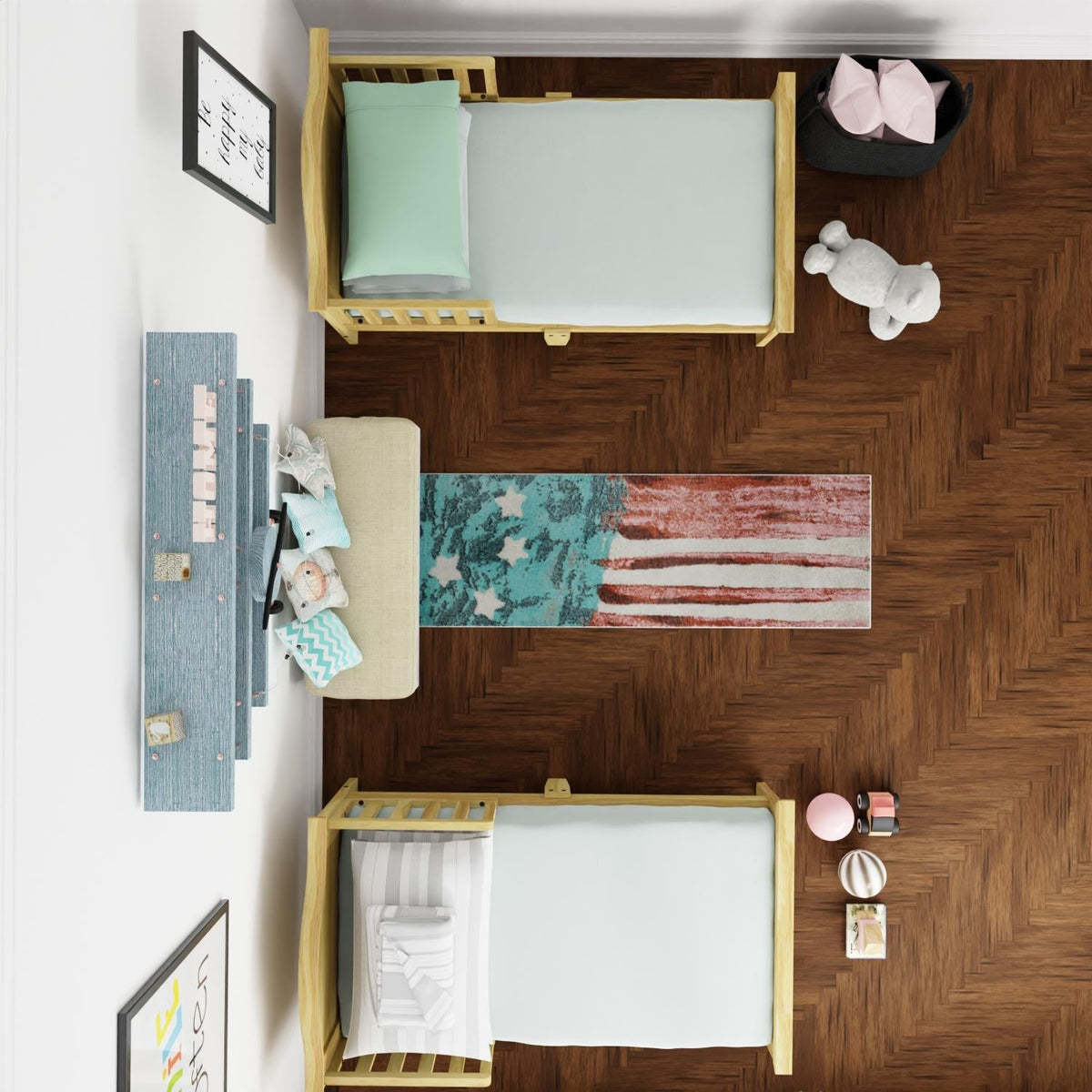Playful Patterns Collection Area Rug -  Zany Runner Red and Blue  lifestyle 57