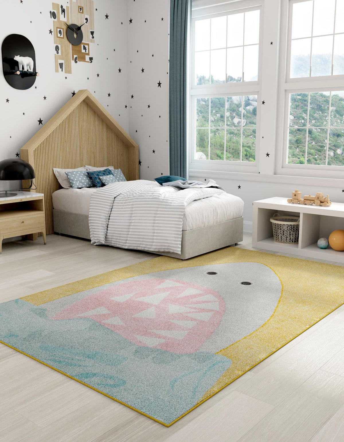 Playful Patterns Collection Area Rug -  Whimsical Rectangle Yellow  lifestyle 3